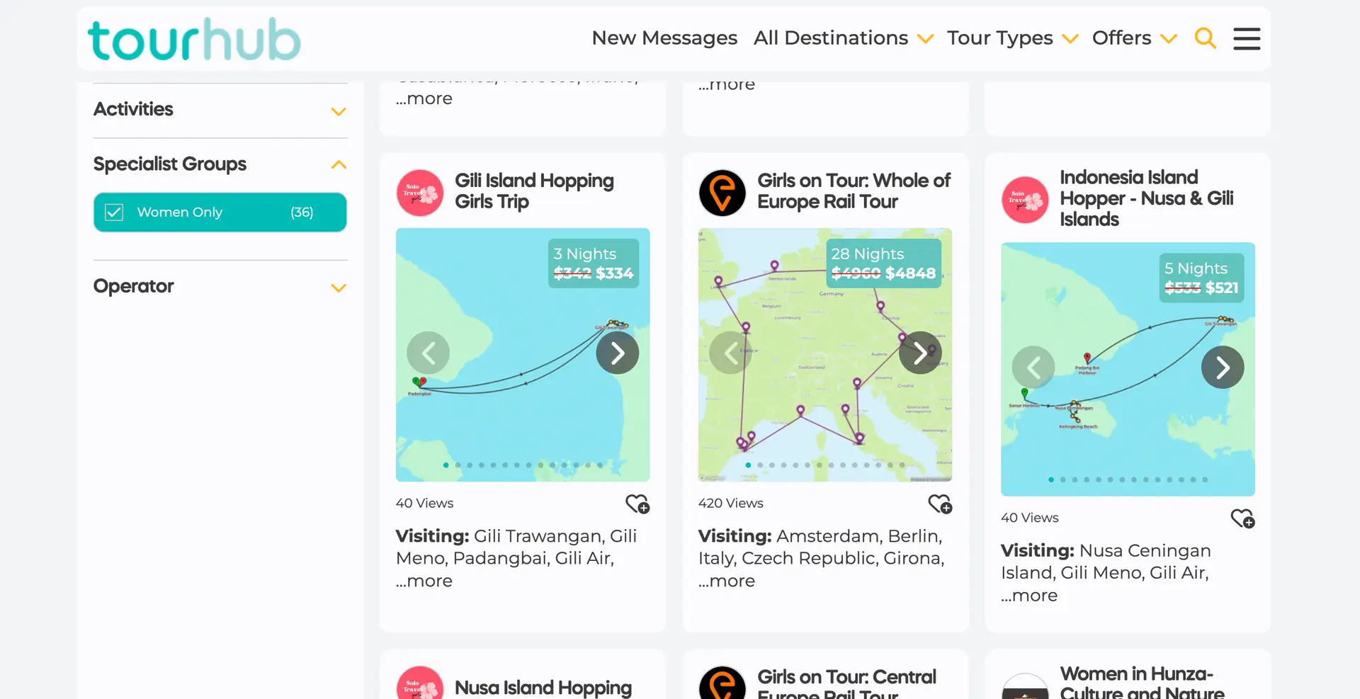 tourhub tours for women only and more